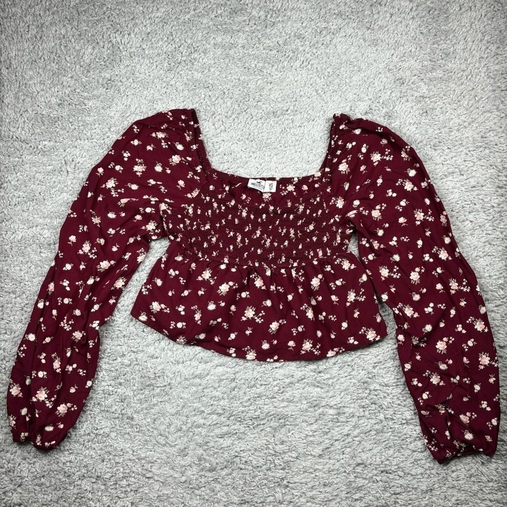 Hollister Blouse Womens Extra Small All Over Floral Print Crop Top Flowers Boho